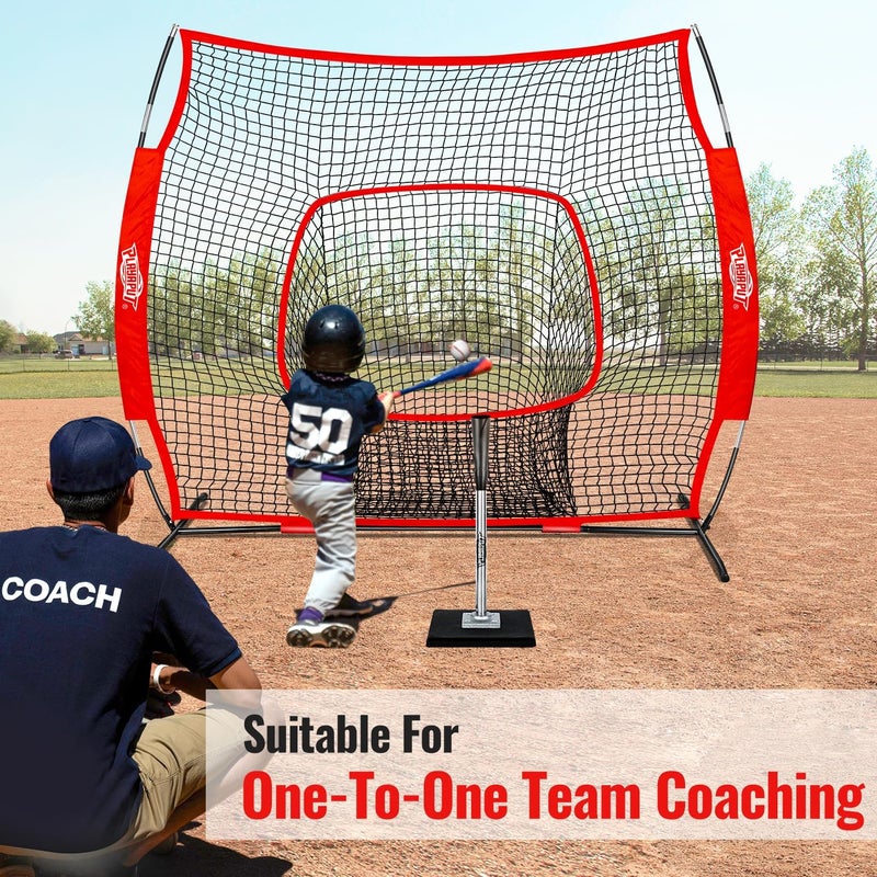 PLAYAPUT Baseball Batting Tee and Practice Net Combo for Batting, Hitting, Pitching,Throwing,6FT Baseball Net with Large Pocket Holds 50+Balls,Height Adjustable 25" to 37" Hitting Tee for All Players - Image 5